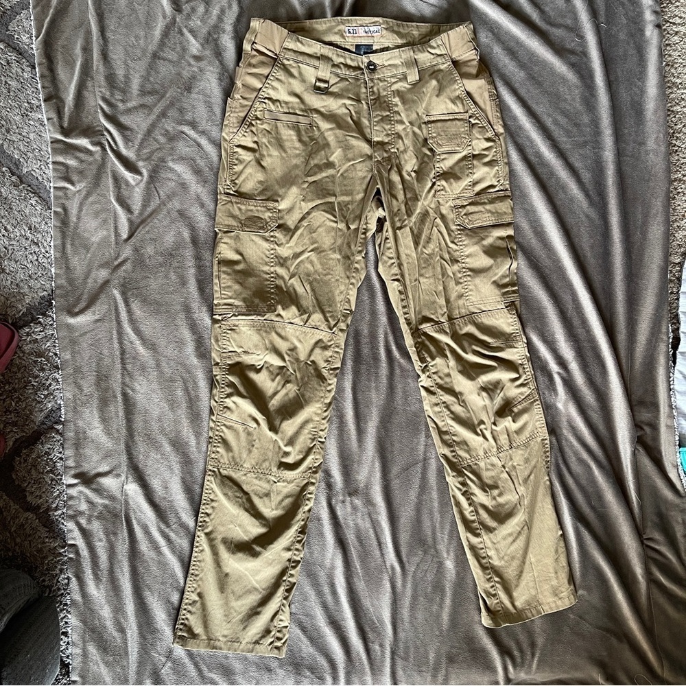 5.11 Tactical Tan Cargo Pants with Durable Design - Picture 2 of 13